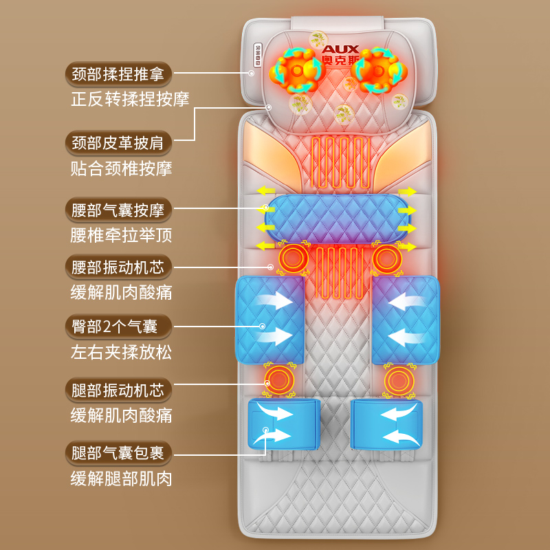 奥克斯按摩器颈椎背部腰部多功能床垫全身自动揉捏仪躺椅家用靠垫