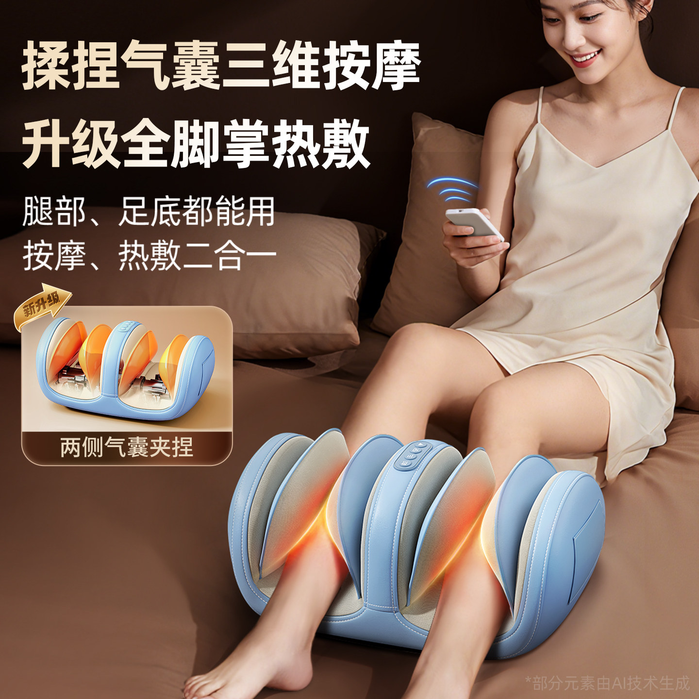 奥克斯小腿部按摩器全自动热敷揉捏按脚底足疗机肌肉经络疏通仪器,淘宝优惠券,粉丝福利购,淘宝优惠卷