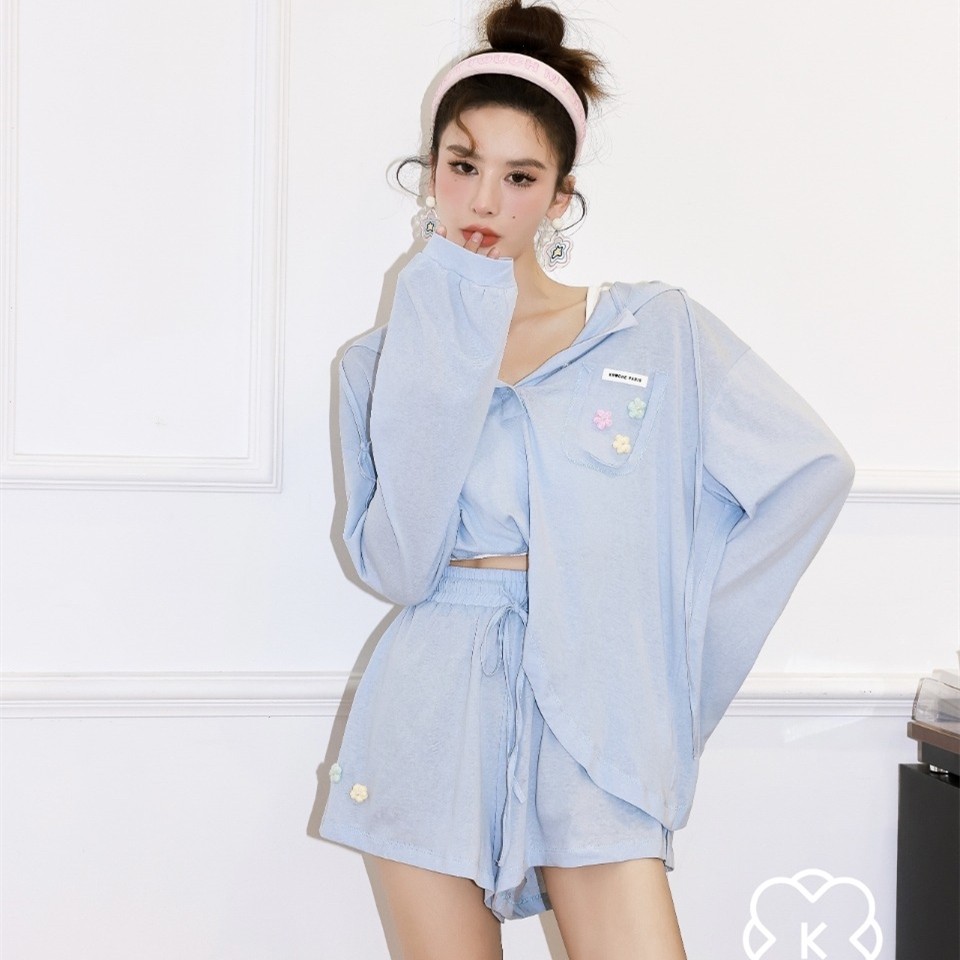 kroche官方授权糖果轻薄防晒小花 木兰设计师品牌集合专属店时尚套装