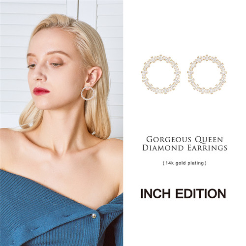 INCH EDITION 明星同款22新款天真有邪镶钻环圈耳钉耳饰女木兰 - 图2