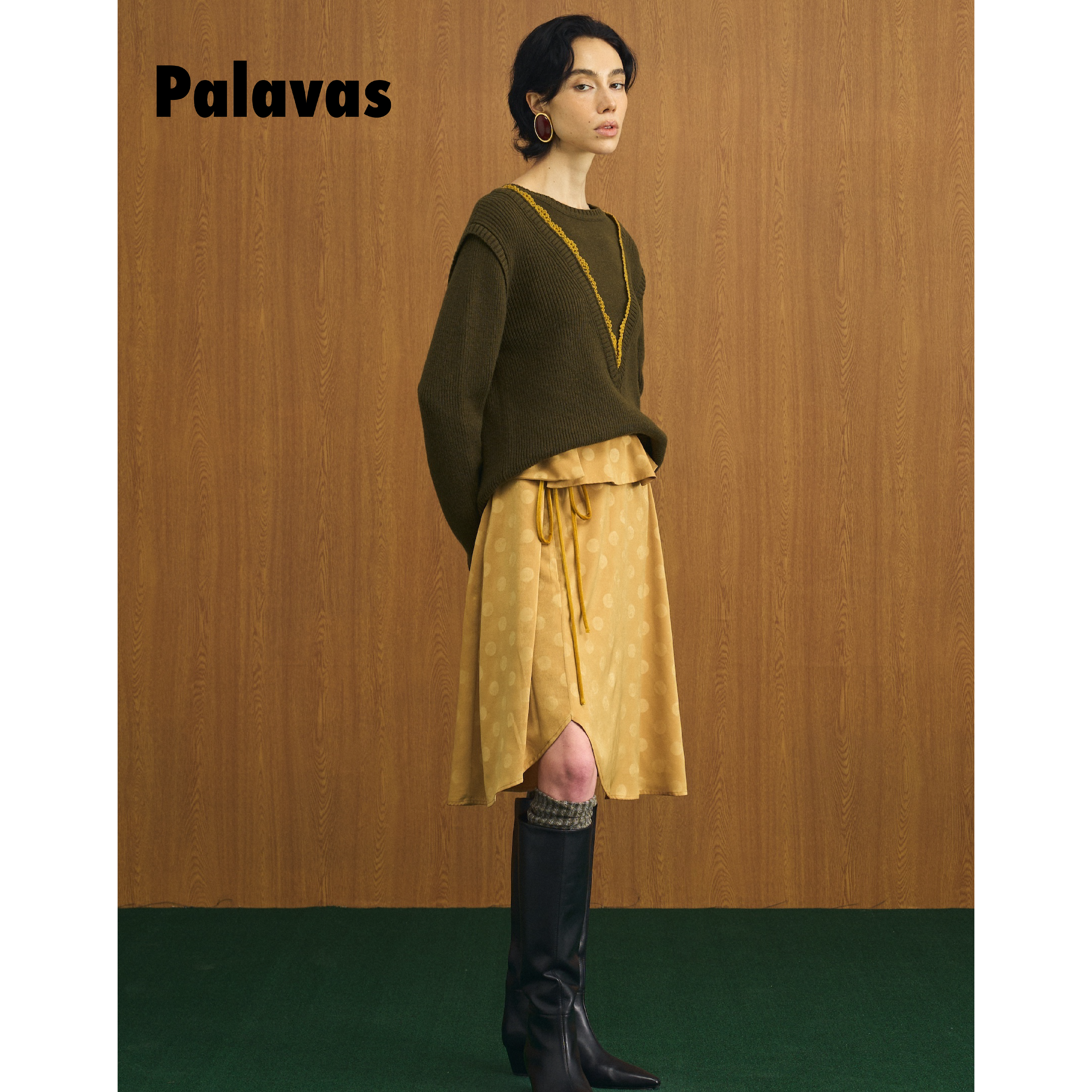 【新品】PALAVAS舷窗落日半裙复古波点印花裙腰间系带半身裙原创,淘宝优惠券,粉丝福利购,淘宝优惠卷