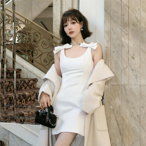 【折】ESTER HSU 官方旗舰店新款蝴蝶结醋酸迷你连衣裙百搭木兰 - 图0