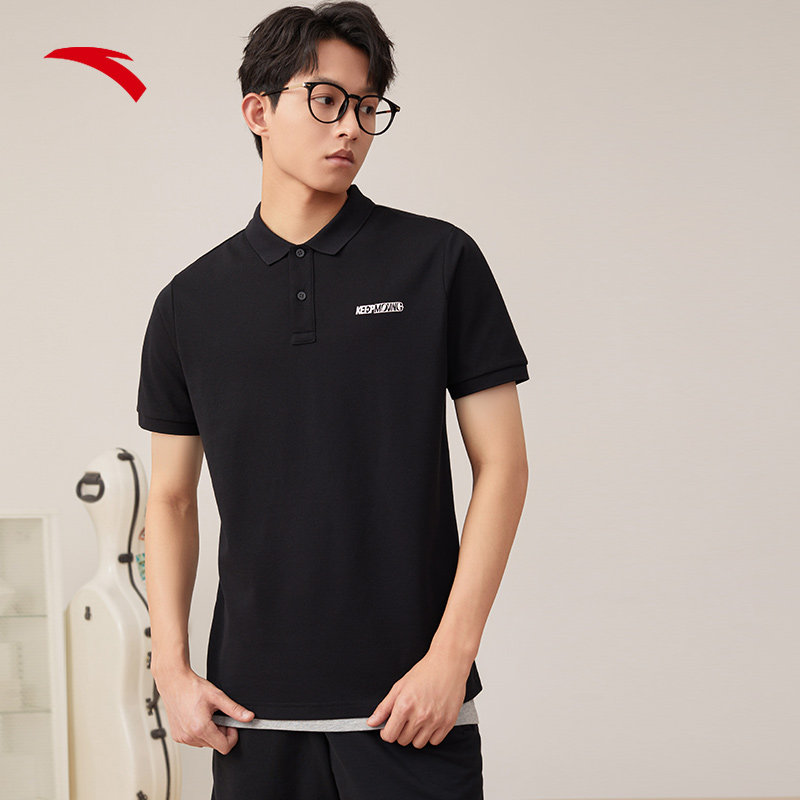 安踏简约短袖polo衫男2022羽毛球服 安踏跑步运动POLO衫