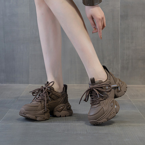 老爹鞋女款2025新款爆款秋季百搭厚底内增高小个子轻便休闲运动鞋 - 图2