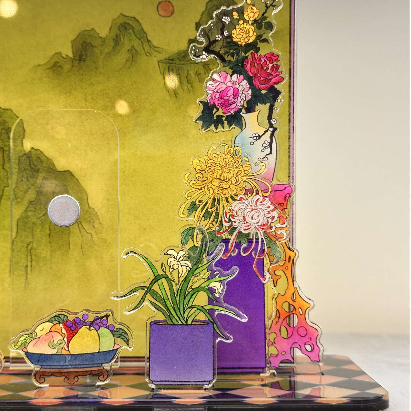 四象风物画屏春亚克力吧唧谷美供台谷子徽章吧唧托桌面摆台展示架,淘宝优惠券,粉丝福利购,淘宝优惠卷