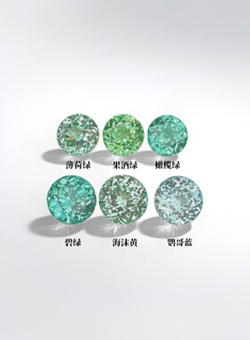 实验室培育蓝宝石 圆形帕拉伊巴色梧州合成人造裸石 戒指镶嵌主石