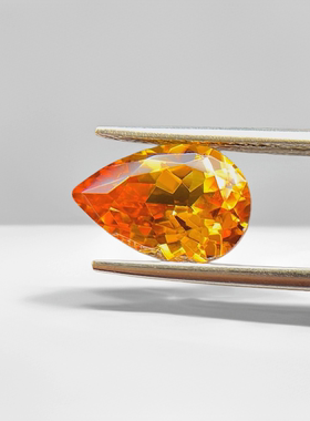 培育蓝宝石 招财金黄色梨形合成人造宝石裸石 首饰diy镶嵌用主石
