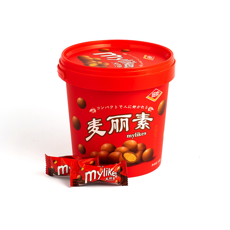 桶装怀旧黑儿童夹心麦芽脆心麦丽素 旺帝食品巧克力制品
