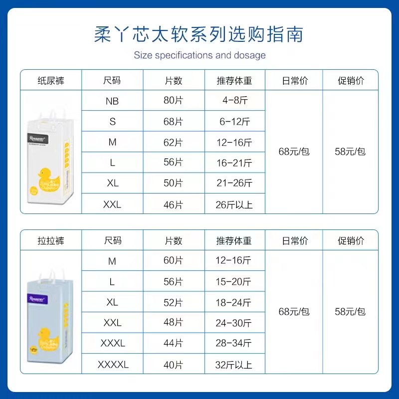 柔丫纸尿裤拉拉裤官方旗舰店芯太软尿不湿超薄干爽透小倾芯一体裤 - 图0