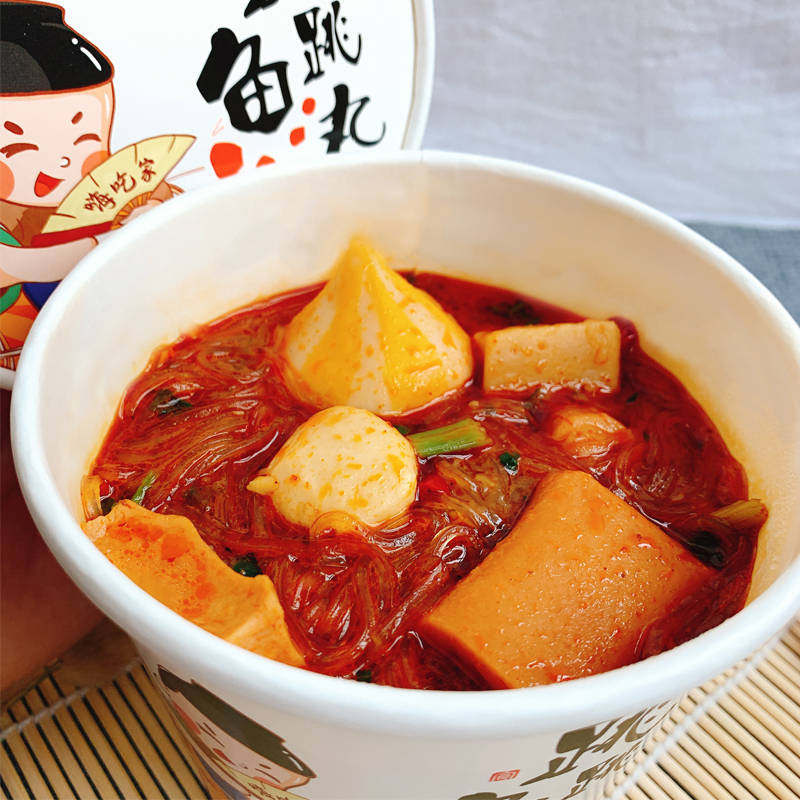 嗨吃家跳跳鱼丸165g*6桶装免煮冲泡酸辣粉小吃方便速食品宿舍夜宵