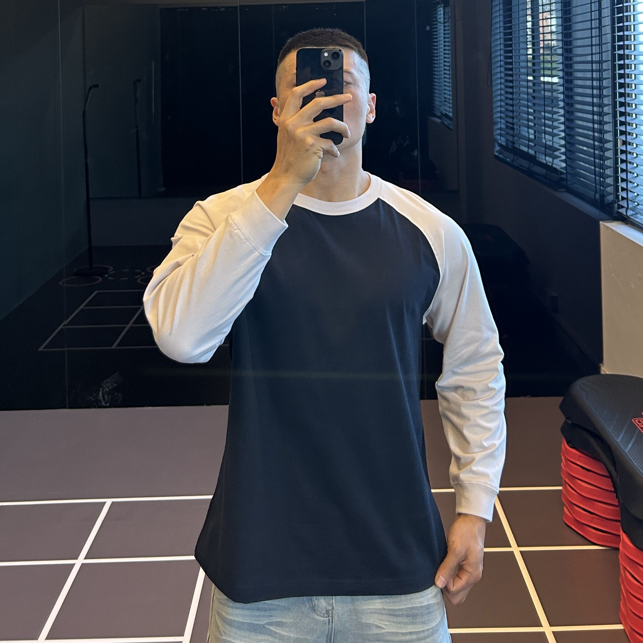 IRONTRAP重磅300G撞色插肩袖长袖T恤男健身训练内搭打底衫秋冬季,淘宝优惠券,粉丝福利购,淘宝优惠卷