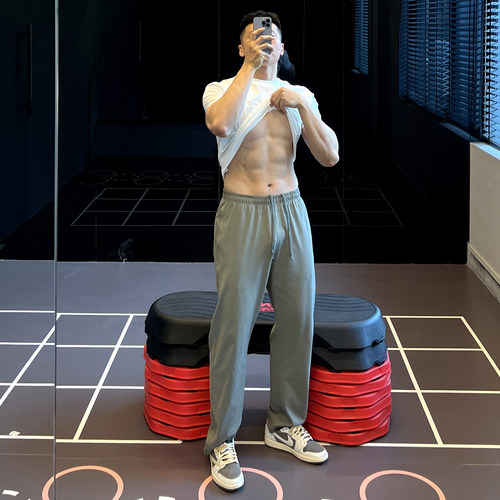 IRONTRAP220G新疆棉抽绳直筒运动裤男COOLMAX吸湿排汗九分裤夏季 - 图2