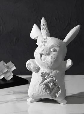 艺术创意设计师款皮卡丘雕塑摆件客厅玄关桌面房间装饰品轻奢礼物