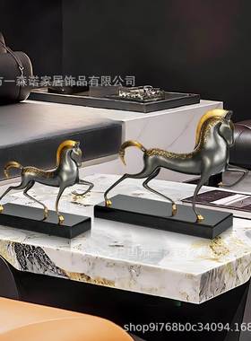 新中式铜马摆件铜工艺品玄关酒柜客厅装饰品开业乔迁办公室高级感