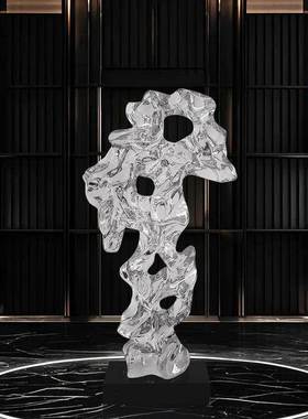 现代抽象透明树脂太湖石摆件样板间玄关酒店售楼处落地雕塑装饰品