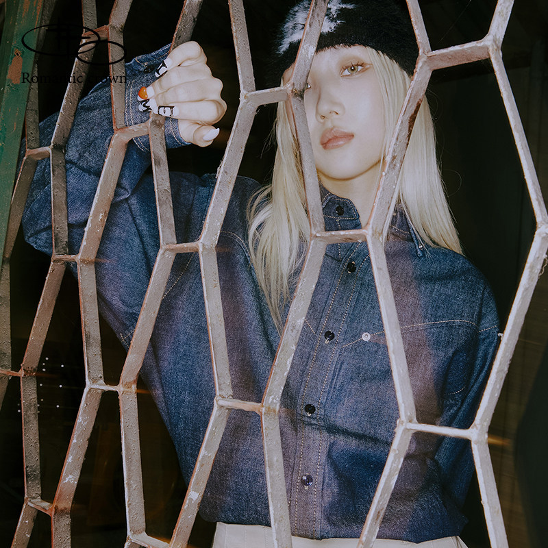 RomanticCrown24秋冬新款通勤梭织牛仔衬衫休闲内搭外穿男女同款,淘宝优惠券,粉丝福利购,淘宝优惠卷