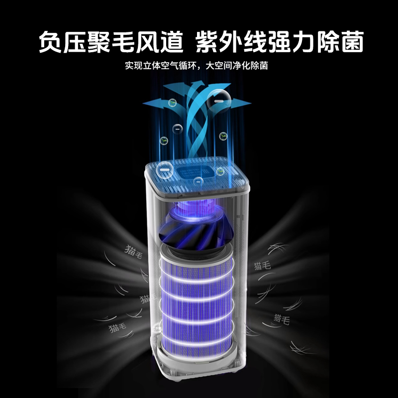 创绿家宠物猫毛空气净化器除臭异味过敏原净化机养猫专用吸毛神器