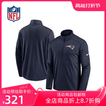 New England Patriots emblem half-zip long sleeve sports shirt-man