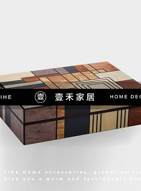 现代洋酒装饰画置物架柜子摆件轻奢咖啡橱柜组合酒杯展厅样板间红