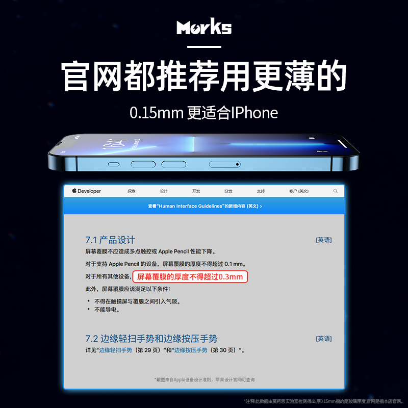 莫柯思适用苹果13pro钢化膜14超薄15promax0.1全屏14plus透明iPhone12promax手机膜15电镀防指纹游戏膜 - 图1