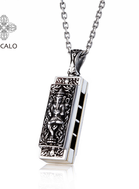 ZOCALO象神系列口风琴吊坠950银