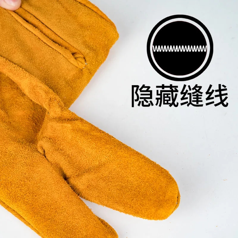 电焊手套无缝耐磨防烫耐高温焊工专用加厚纯牛皮劳保防护柔软二保 - 图0