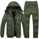 Хлопковый демисезонный комплект для работы, демисезонная флисовая куртка, камуфляжные штаны, износостойкий пуховик, защита от ожогов