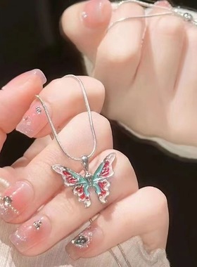 幻彩蝴蝶项链国风梦幻仙境浮蝴蝶锁骨链女ins小众高级感新中式