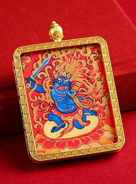 手绘描金八大守护神五爷唐卡文殊扎基拉姆黄黑财神大黑天唐卡吊