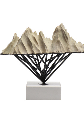 现代新中式禅意样板房透明假山摆设家居客厅软装饰品玄关景观