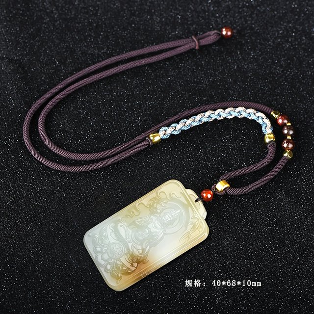 Jiayuan Jade Industry's Orphan Xinjiang Hotan Jade Qiemo Sugar Guanyin Jade Pendant Men's and Women's Jade Pendant Jade Brand Jade Pendant