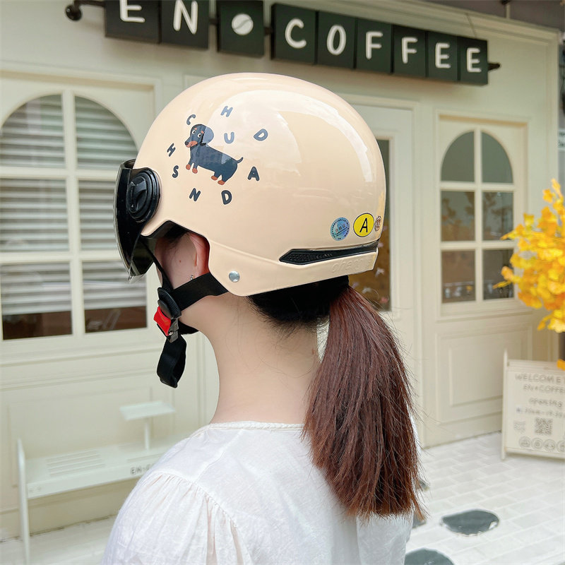 Little Black Dog New National Standard 3C Electric Vehicle Helmet Cute Cartoon Safety Hat Women's Breathable Sun Protection Motorcycle Hat Trendy