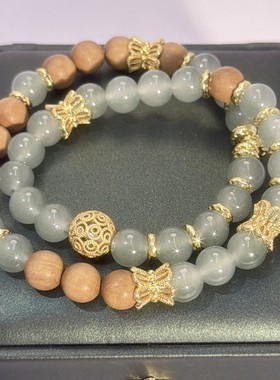 百搭清冷感老山檀串珠手链女vintage时尚气质感手串小众设计手饰