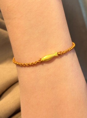 新中式小黄鱼手绳女轻奢ins小众设计高级感编织手链气质百搭手饰