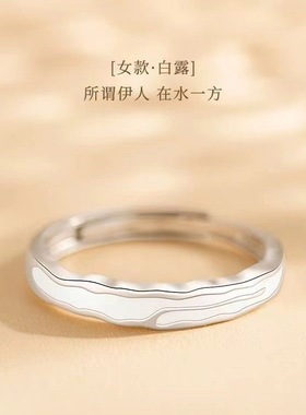 蒹葭情侣款戒指一对小众设计感对戒男情人节送男朋友