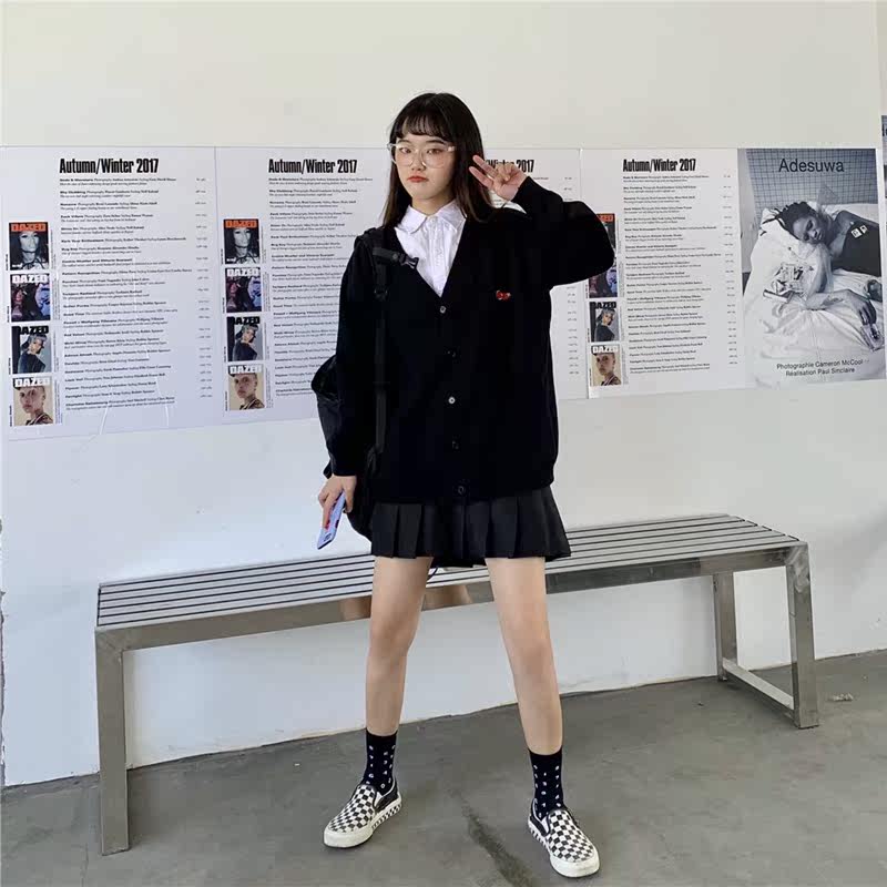 樱桃刺绣开衫2020秋冬新款韩版毛衣 陌丫毛针织衫