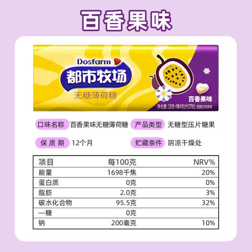 都市牧场无糖薄荷糖22g铁盒水果味清新口气口香糖零食小罐装糖果 - 图3