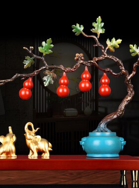 爆款全铜葫芦摆件新吉祥象家居玄关客厅酒柜装P饰开业乔迁新居高