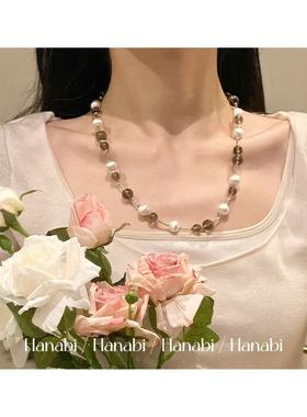 ＜花火商店＞冰透茶系 - 冷淡风茶色琉璃珠镀银抽拉手链