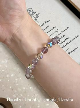 ＜花火商店＞猫猫队长 - 天然紫水晶猫咪吊坠弹力绳手串