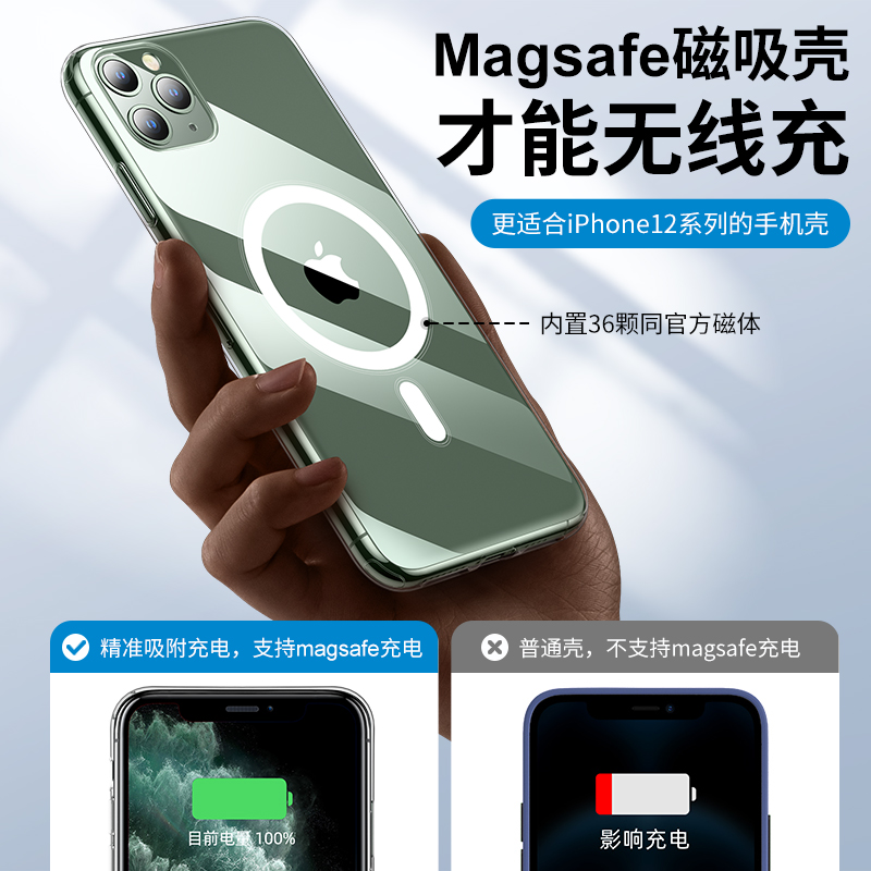 亮猫 适用于苹果11手机壳磁吸透明超薄硅胶软胶防摔 iphone11promax护保套ip全包创意简约小众潮牌男女新款 - 图1