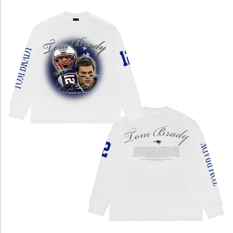 DPS「Tom Brady」汤姆布雷迪美式橄榄球复古印花短袖T恤小领口 - 图1