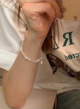 韩版重工珍珠碎银子串珠手链ins女轻奢小众精致百搭送闺蜜手饰潮
