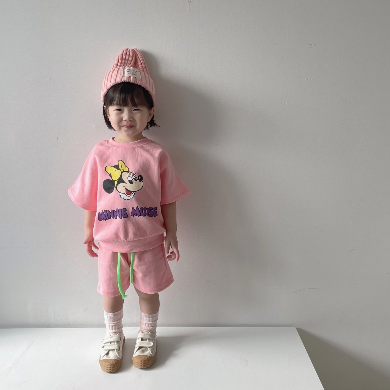 Moran韩国童装代购24夏男女小童宝宝薄棉卡通短袖T恤运动短裤套装