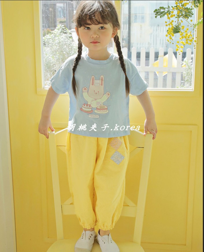 AMBER韩国童装代购24夏女小童宝宝薄棉糖果彩色束脚运动休闲卫裤 - 图1