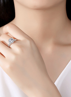 爱心手捧花s925银戒女全新钻戒