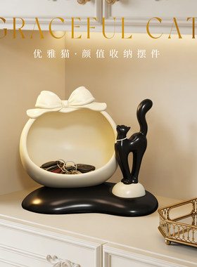 中古风猫咪玄关钥匙收纳摆件