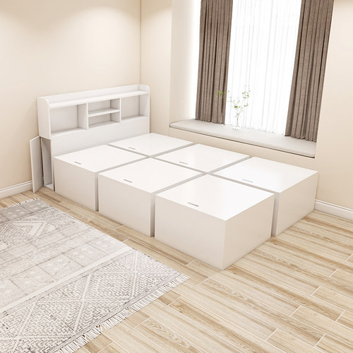 定制日式榻榻米床箱衣柜一体组合小户型卧室储物地台床1.2m单人床 - 图3