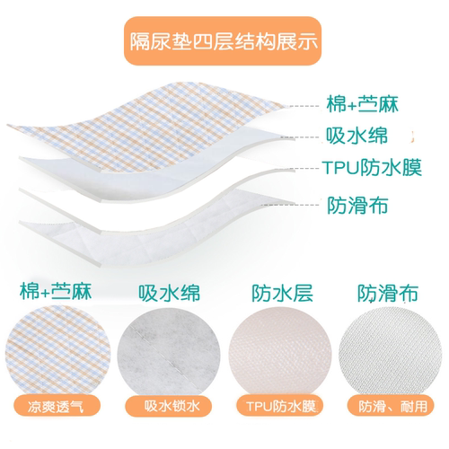 苎麻隔尿垫大尺寸夏季防水可洗透气防漏棉麻成人尿垫夏天尿布垫 - 图1