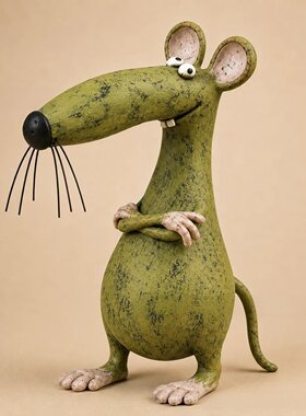 老鼠和猫雕塑摆件桌面装饰收藏跨境爆款 Whimsical Vintage Mouse